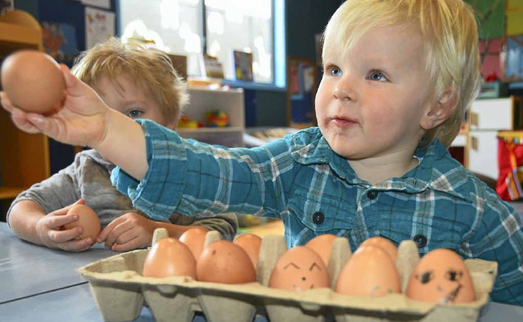 Emmett Schnitzerling shows off his eggs for World Egg Day. Emmett Schnitzerling shows off his eggs for World Egg Day.